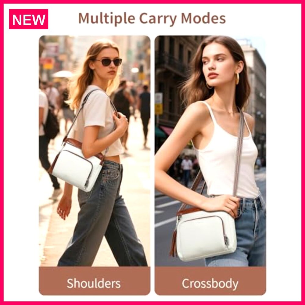 Medium Vegan Leather Crossbody Bag with RFID Pockets & Built-in Wallet - Picture 3 of 8